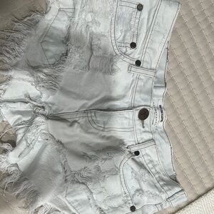 One Teaspoon Blue Jean Shorts Distressed Vintage Style